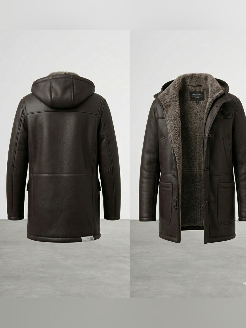 Bod Christensen Shearling Fur Lined Leather Coat Brown Size M - Picture 9 of 13